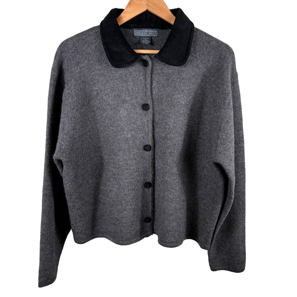 Gray Wool Jacket with Black Collar